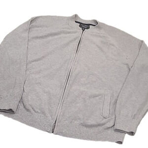 NORDSTORM Cashmere Blend Light Gray Chunky Zip Up XL Sweater